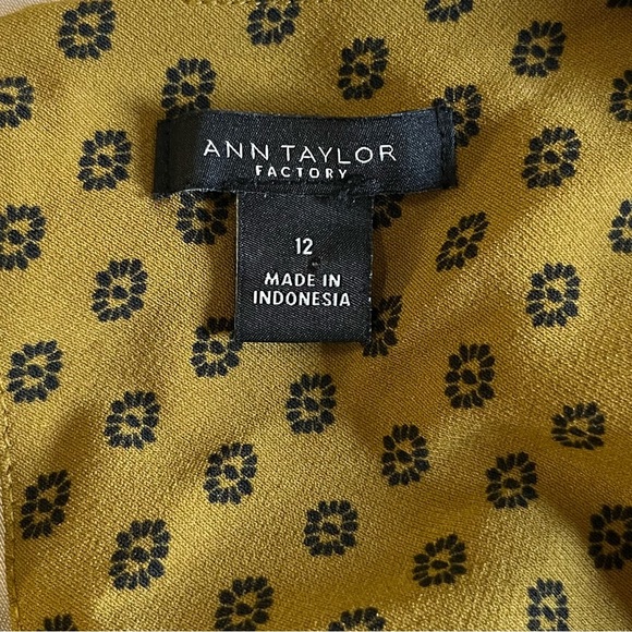 Ann Taylor Factory Mustard Polka Dot Long Sleeve Dress - Picture 7 of 9